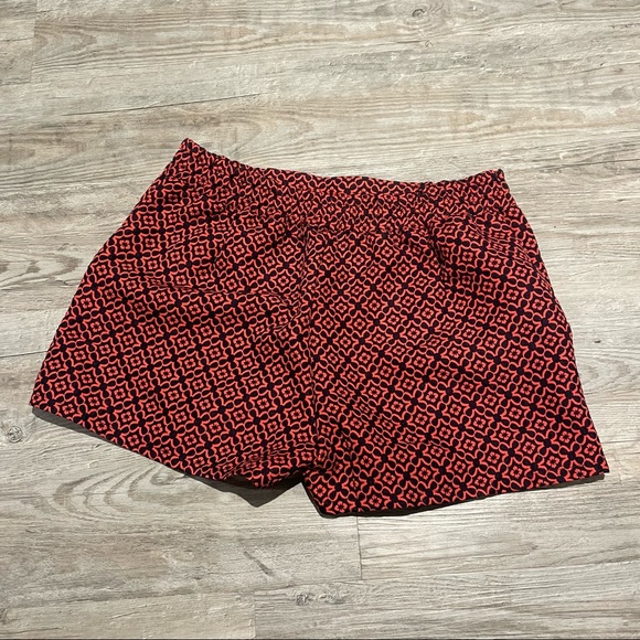 Preppy Jacquard Red Black High Rise Dress Shorts by Moonlight - Size Large - Picture 2 of 9